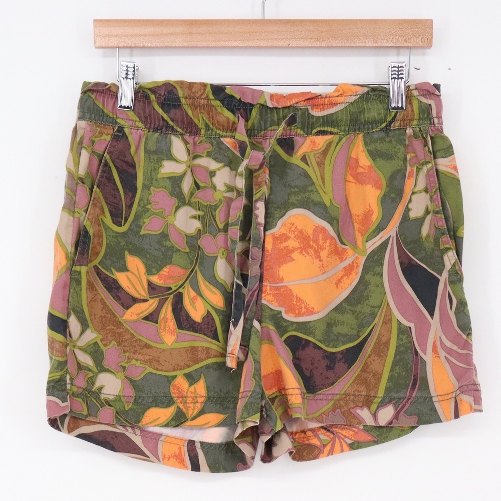 Cynthia Rowley Shorts Womens M Tropical Floral Green Paperbag Waist Excellent